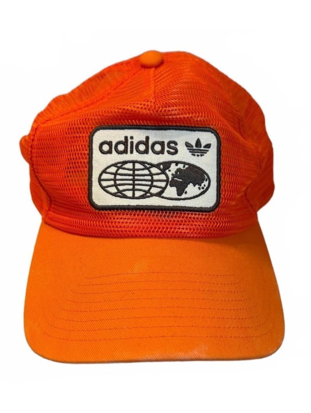 Adidas Orange Mesh Snapback Trucker Hat with Logo Patch
